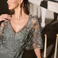 Ladivine CL10 Vestido largo de cuello en V con corpiño de encaje y línea A para Madre de la Novia