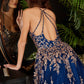 Ladivine CM323 Long A-line Glitter Print Ball Gown