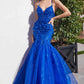 Vestido largo de sirena con apliques florales Ladivine CM328