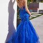 Vestido largo de sirena con apliques florales Ladivine CM328