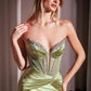 Ladivine CM368 Dress Strapless Lace Bodice Satin Fitted Gown