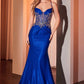 Ladivine CM372 Dress Fit & Flare Stretch Taffeta Embellished Gown