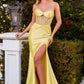 Ladivine CM378 Dress Strapless Satin Corset Prom Gown