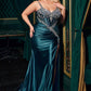 Ladivine CM383 Fitted Crystal & Satin Bodycon Dress