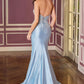 Ladivine CM391 Deslumbrante Vestido de Noche Ajustado con Cuello Halter y Cuentas de Cristal
