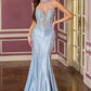 Ladivine CM391 Deslumbrante Vestido de Noche Ajustado con Cuello Halter y Cuentas de Cristal