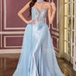 Ladivine CM391 Deslumbrante Vestido de Noche Ajustado con Cuello Halter y Cuentas de Cristal