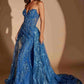 Ladivine CM393 Vestido Entallado con Escote Corazón sin Tirantes y Sobrefalda Desmontable