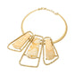 Bold Geometric Triple Stone Accent Choker Necklace