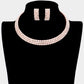 3 Rows Rhinestone Open Choker Necklace