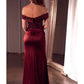Vestido formal Ladivine CR877 con corpiño de lentejuelas y hombros descubiertos
