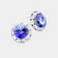 Women's Rivoli Cut Genuine Crystal Round Stud Earrings