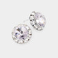 Women's Rivoli Cut Genuine Crystal Round Stud Earrings