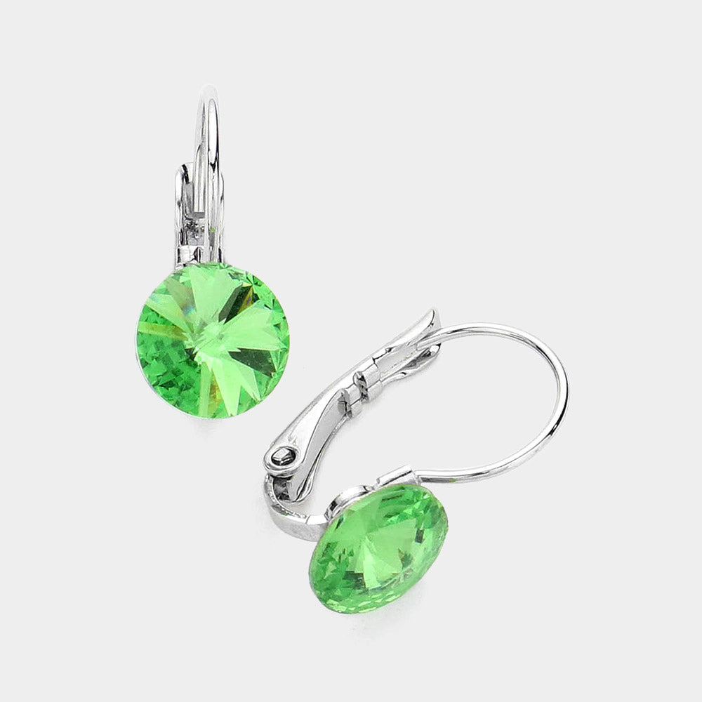 Women's Genuine Round Crystal Lever Back Earrings