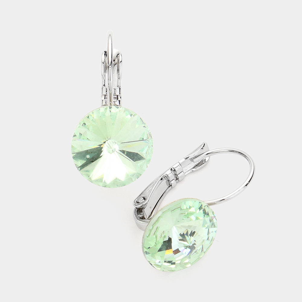 Women's Genuine Round Crystal Lever Back Earrings