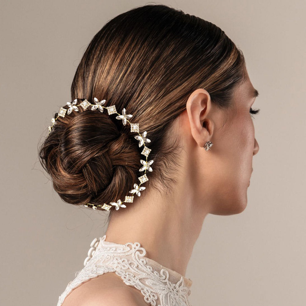Stone Embellished Butterfly Cluster Vine Bun Wrap Headpiece