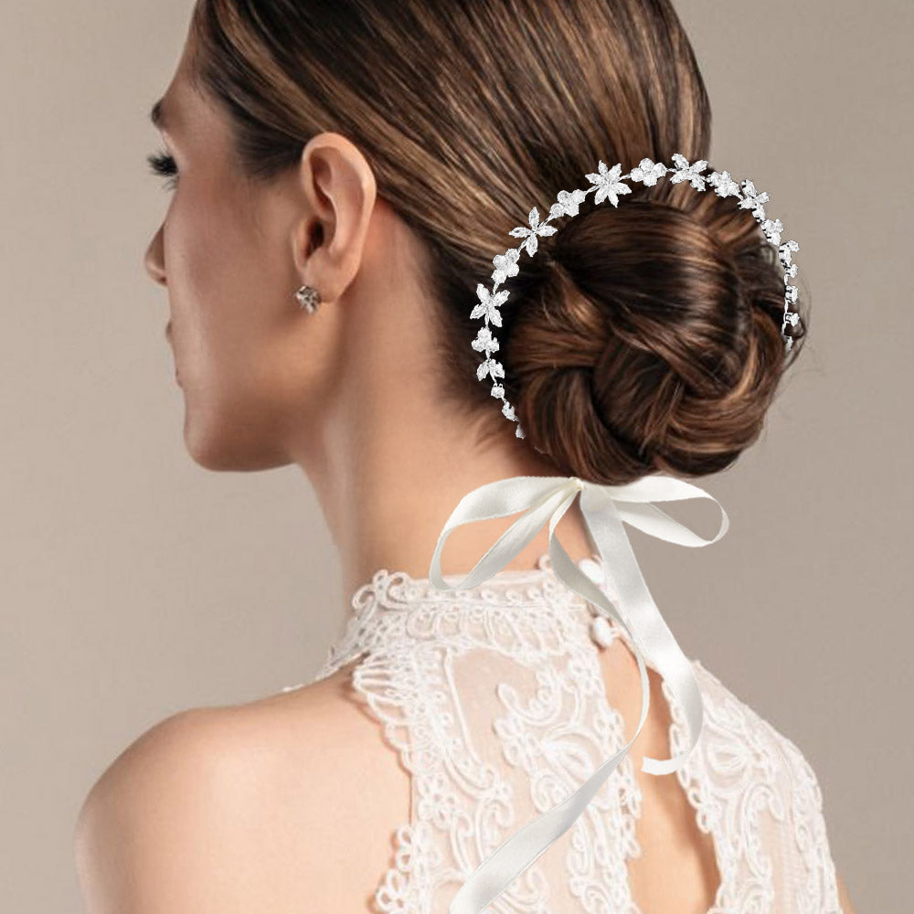 Floral Teardrop Stone Cluster Vine Wrap Headpiece