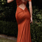 Vestido de satén con hombro asimétrico Cinderella Divine CU093