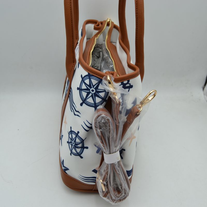 Maritime Adventure Canvas Tote – Monochrome Voyage Shoulder Bag