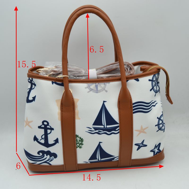 Maritime Adventure Canvas Tote – Monochrome Voyage Shoulder Bag