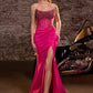 Vestido de noche largo sin tirantes Ladivine CW301 High Glamour con corpiño transparente