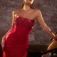 Vestido de noche largo sin tirantes Ladivine CW301 High Glamour con corpiño transparente