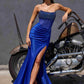 Vestido de noche largo sin tirantes Ladivine CW301 High Glamour con corpiño transparente