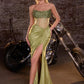 Vestido de noche largo sin tirantes Ladivine CW301 High Glamour con corpiño transparente