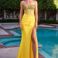 Vestido de noche largo sin tirantes Ladivine CW301 High Glamour con corpiño transparente