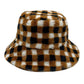 Checkered Faux Fur Bucket Hat