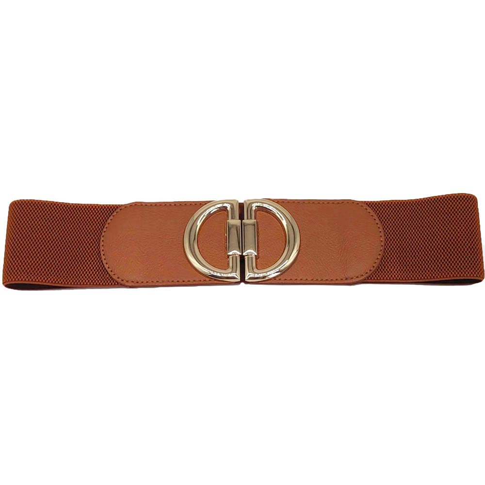 Double Half Open Circle Buckle Stretch Belt