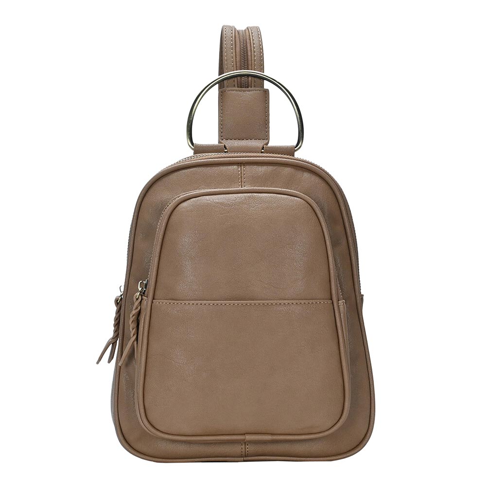 Solid Faux Leather Sling Bag