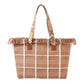 Top Fringe Pointed Check Patterned Tote Bag