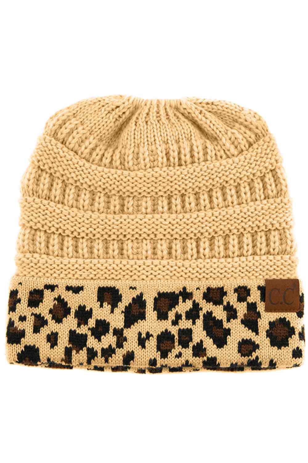 C.C Leopard Cuff Ribbed Beanie