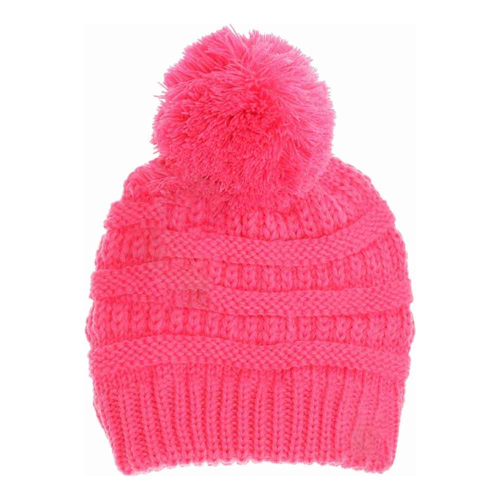 Kids Solid Pom C.C Beanies