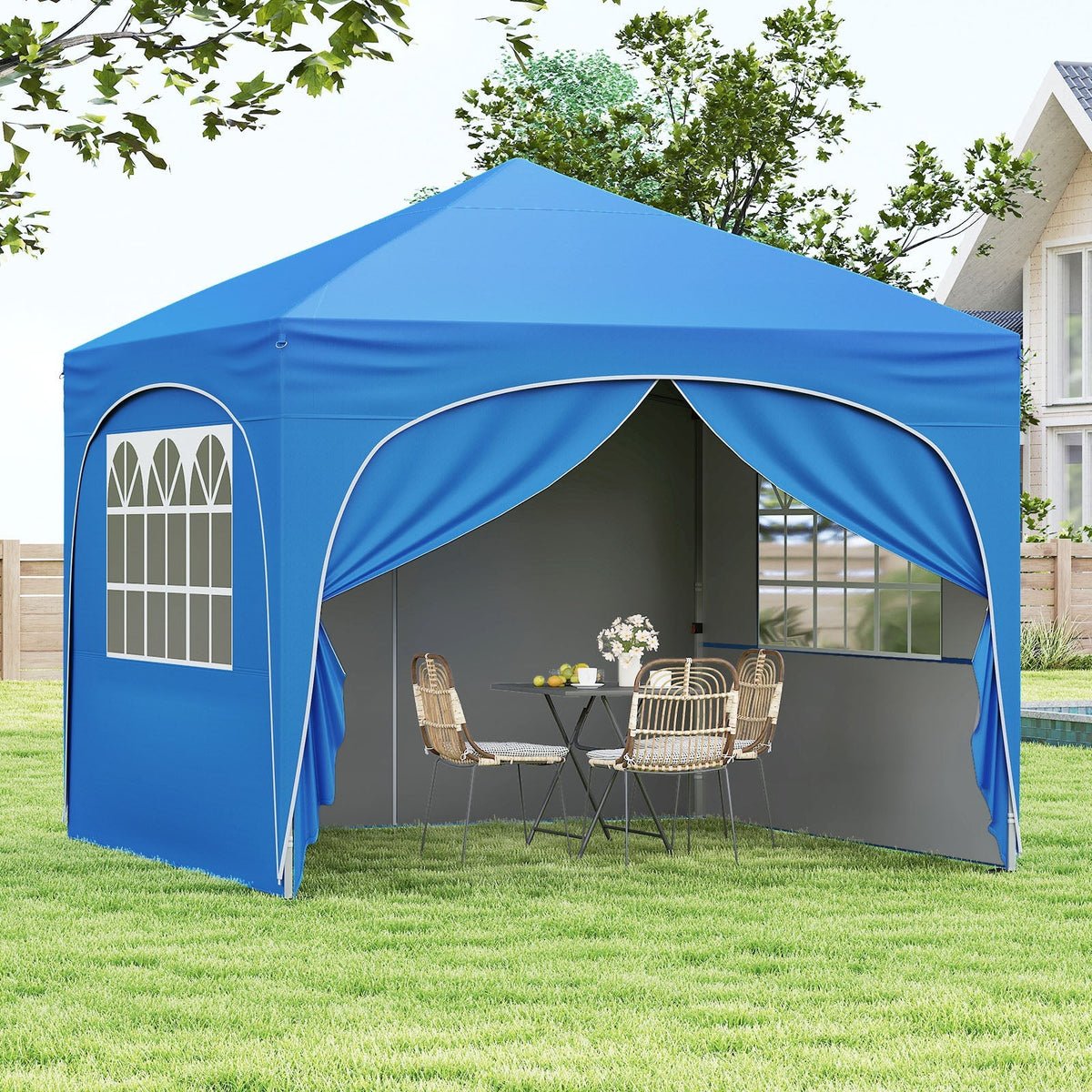 Carpa Plegable de 3 X 3 M con 4 Paredes Laterales Desmontables