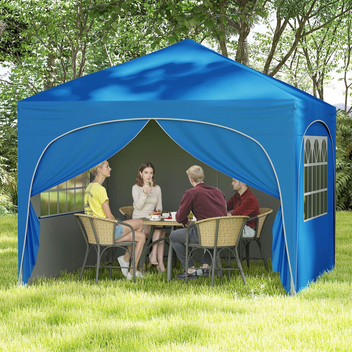 Carpa Plegable de 3 X 3 M con 4 Paredes Laterales Desmontables