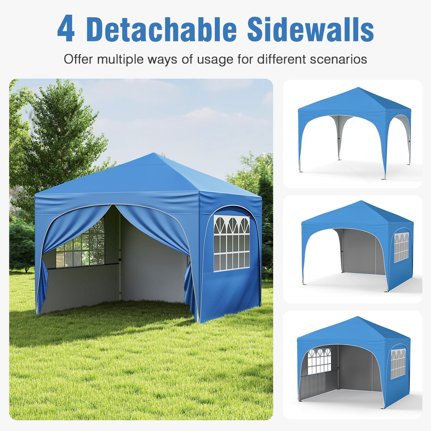 Carpa Plegable de 3 X 3 M con 4 Paredes Laterales Desmontables