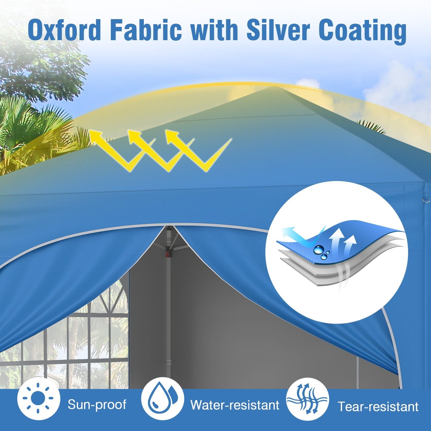 Carpa Plegable de 3 X 3 M con 4 Paredes Laterales Desmontables