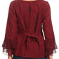 Sakkas Jimena Womens Ruffle 3/4 Sleeve Open Front Cropped Cardigan Top Lace