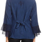 Sakkas Jimena Womens Ruffle 3/4 Sleeve Open Front Cropped Cardigan Top Lace