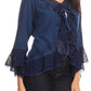 Sakkas Jimena Womens Ruffle 3/4 Sleeve Open Front Cropped Cardigan Top Lace