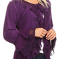 Sakkas Jimena Womens Ruffle 3/4 Sleeve Open Front Cropped Cardigan Top Lace