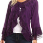 Sakkas Jimena Womens Ruffle 3/4 Sleeve Open Front Cropped Cardigan Top Lace