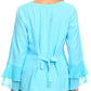 Sakkas Jimena Womens Ruffle 3/4 Sleeve Open Front Cropped Cardigan Top Lace