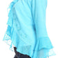 Sakkas Jimena Womens Ruffle 3/4 Sleeve Open Front Cropped Cardigan Top Lace