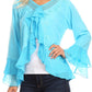 Sakkas Jimena Womens Ruffle 3/4 Sleeve Open Front Cropped Cardigan Top Lace