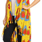 Sakkas Hatice Light Colorful Poncho Wrap Cardigan Top with African Ankara Print