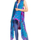 Sakkas Ivana Women's Oversized Draped Open Front Sleeveless Cardigan in Tie Dye