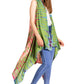 Sakkas Ivana Women's Oversized Draped Open Front Sleeveless Cardigan in Tie Dye